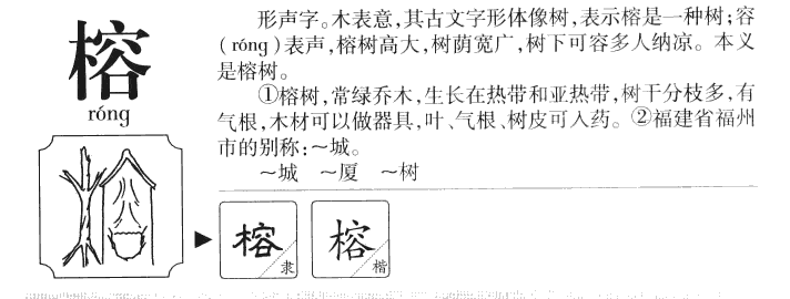 榕字字源字形