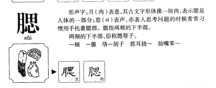 腮字字源字形