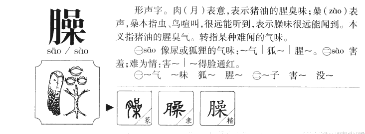 臊字字源字形