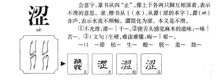 涩字字源字形