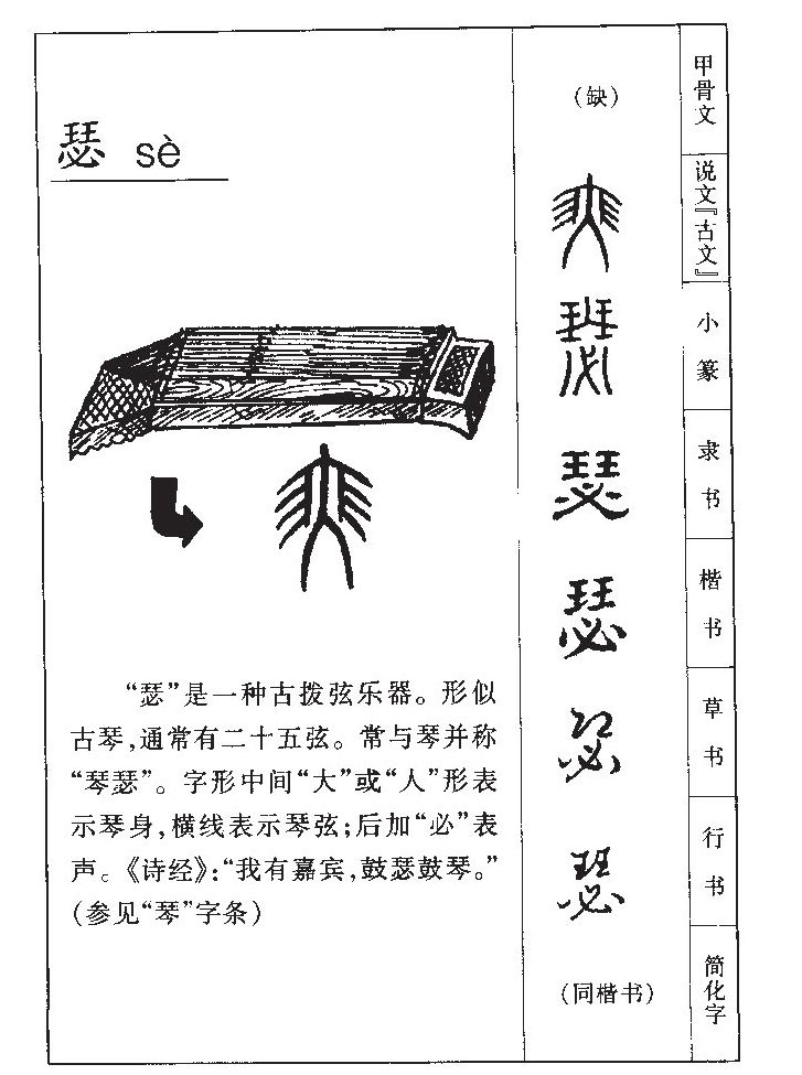瑟字字源字形