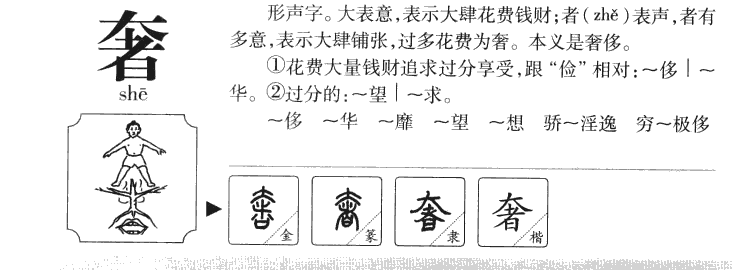 奢字字源字形