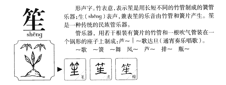 笙字字源字形