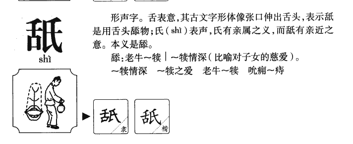 舐字字源字形