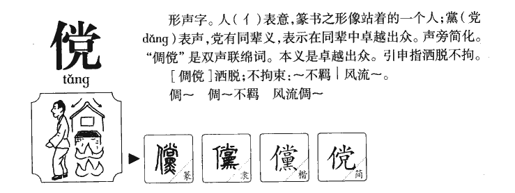 傥字字源字形