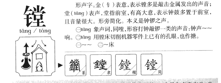 镗字字源字形