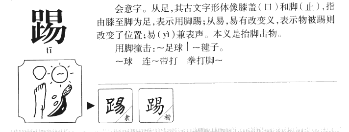 踢字字源字形
