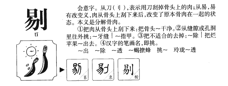 剔字字源字形