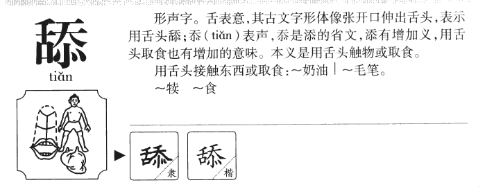 舔字字源字形