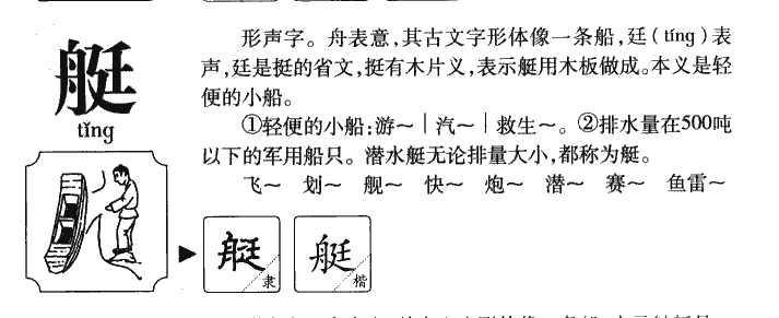 艇字字源字形