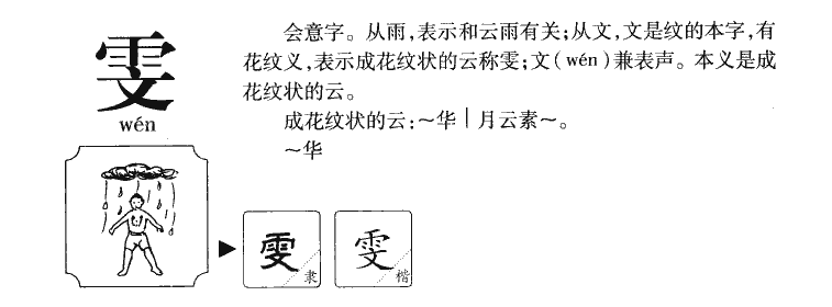 雯字字源字形
