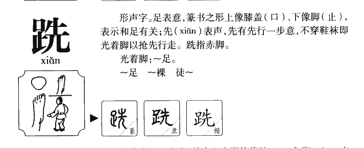 跣字字源字形