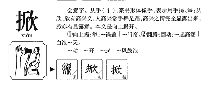 掀字字源字形