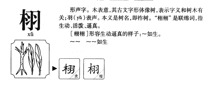 栩字字源字形