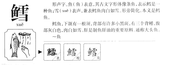 鳕字字源字形