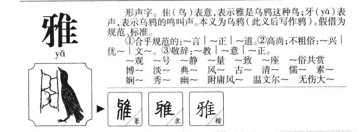 雅字字源字形