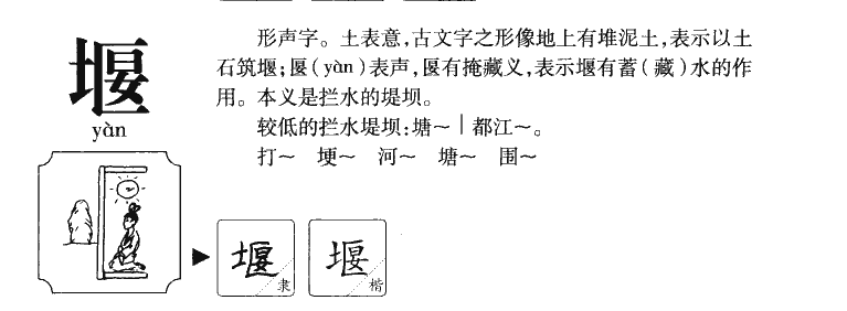 堰字字源字形