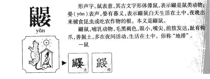 鼹字字源字形