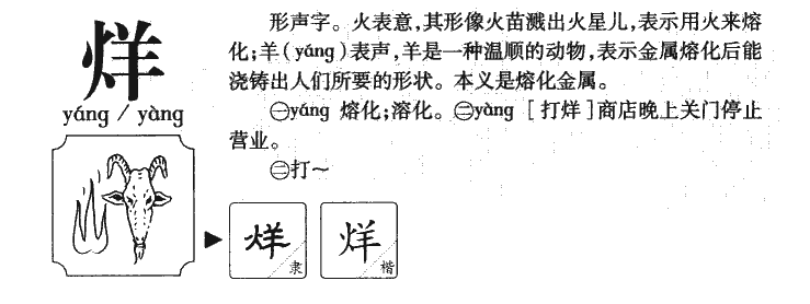 烊字字源字形