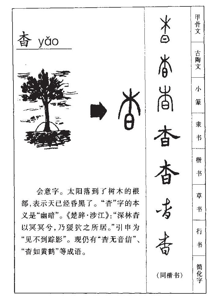 杳字字源字形