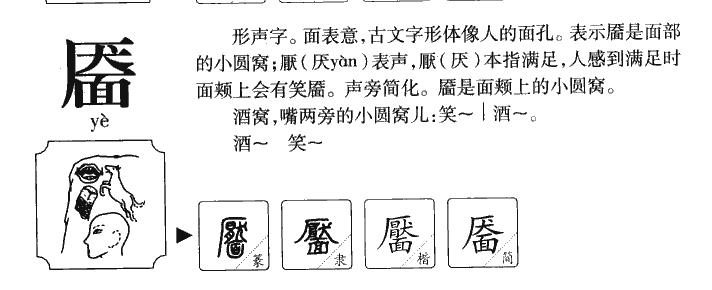 靥字字源字形