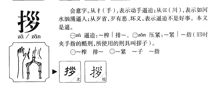 拶字字源字形
