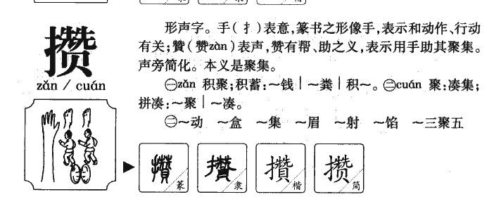 攒字字源字形
