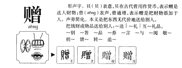 赠字字源字形