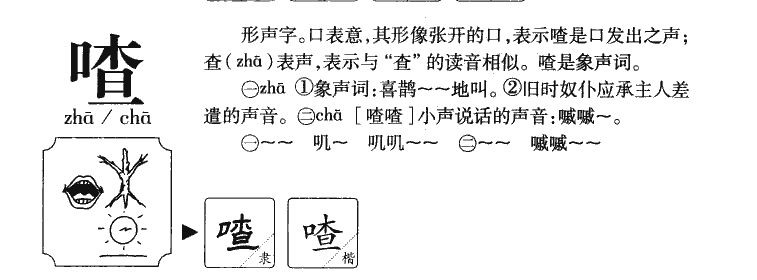 喳字字源字形