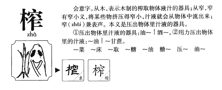 榨字字源字形