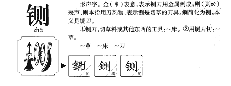 铡字字源字形
