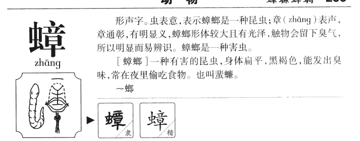 蟑字字源字形