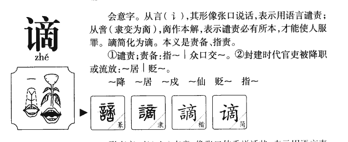 谪字字源字形