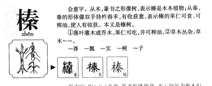 榛字字源字形