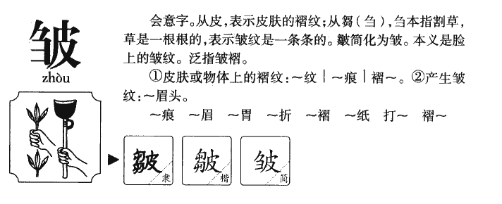 皱字字源字形