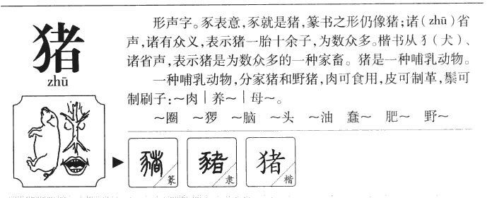猪字字源字形