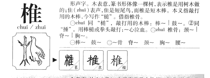 椎字字源字形