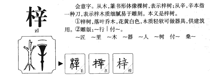 梓字字源字形