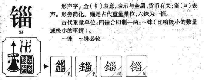 锱字字源字形